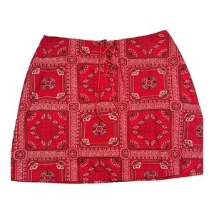 Zoey Beth Women Red Paisley Patchwork Skirt Size Extra Large
